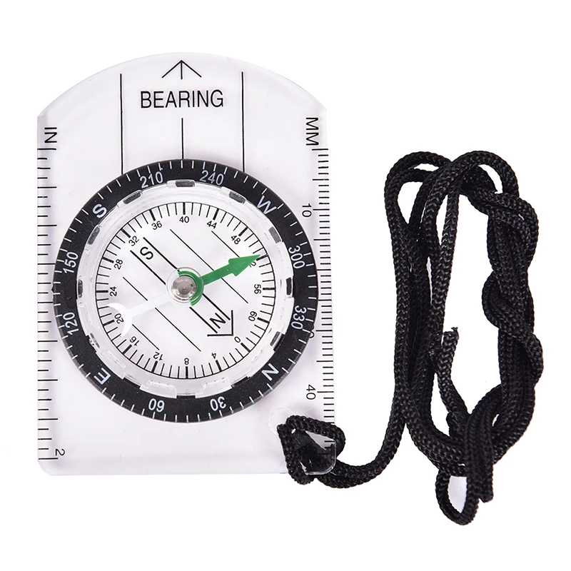 

1pc 7cm*5cm Outdoor Hiking Camping Compass Map Scale Ruler Multifunctional Equipment Wilderness Survival Outdoor Equipment