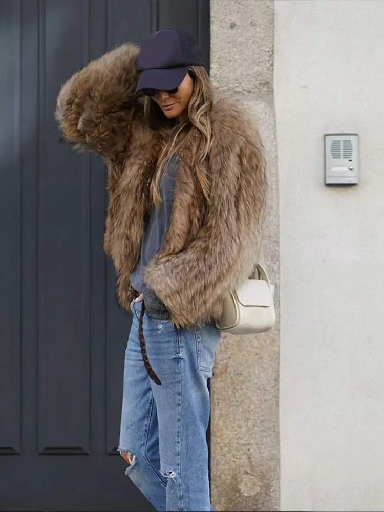 Осенне-зимнее меховое пальто с подкладкой из искусственного меха