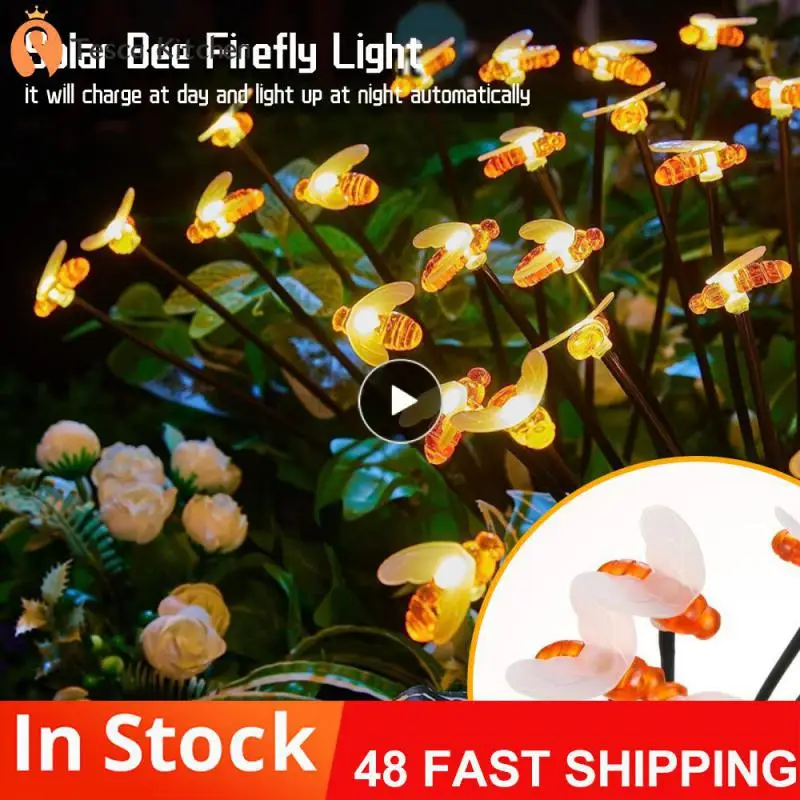 

Waterproof Outdoor Waterproof Solar Led Garden Firefly Bee For Garden Decoration Landscape Floor Lamp 6led/8led Unique Lawn Lamp