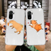 capybara cute cartoon animal phone case transparent for xiaomi redmi note x f poco 10 11 9 7 8 3 i t s pro cover shell coque