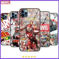 iron man spiderman comics glass case for iphone 13 12 11 pro max 12pro xs max xr x 7 8 plus se 2020 mini case tempered back cove