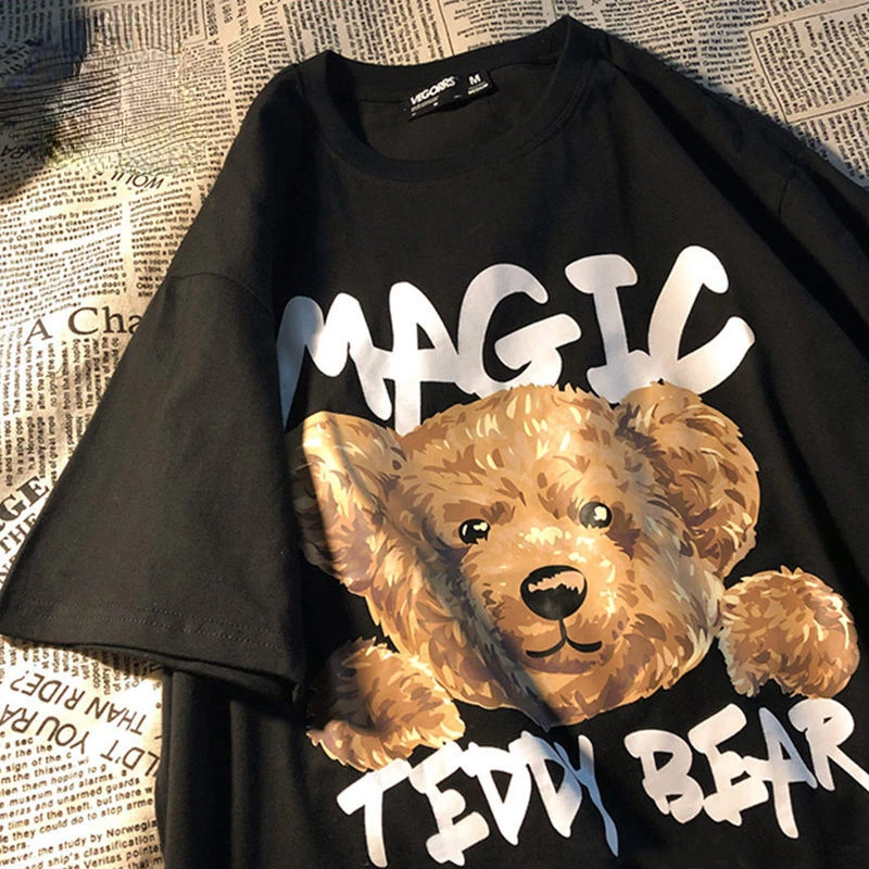 

Hip Hop Streetwear Harajuku T Shirt Bear Print Tshirt 2022 Men Summer Short Sleeve T-Shirt Loose Tops Tees Oversized T Shrit