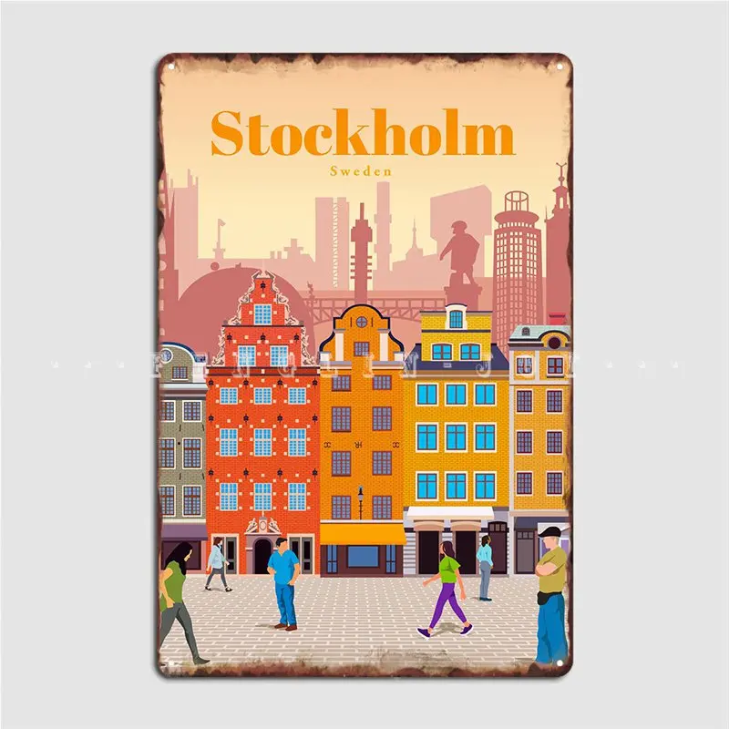 

Travel To Stockholm Poster Metal Plaque Wall Cave Party Decoration Painting Décor Tin Sign Poster