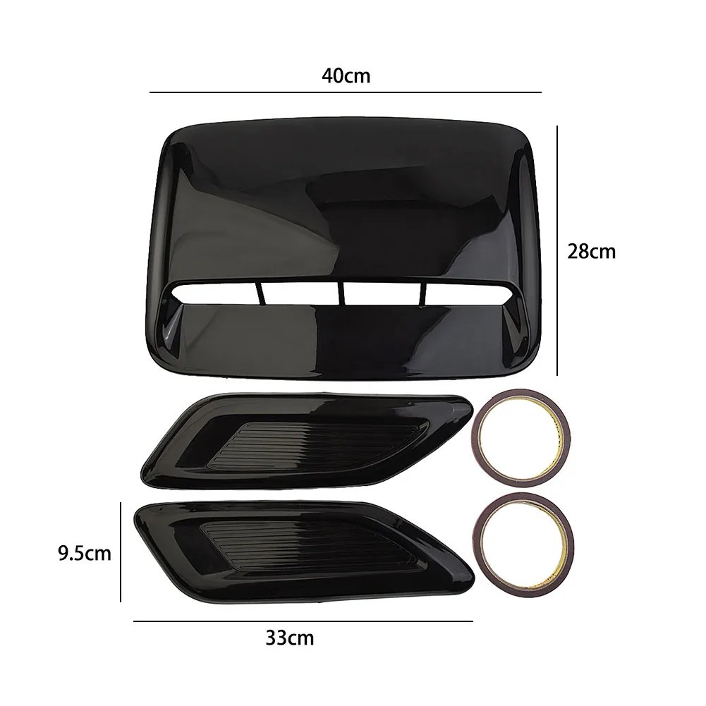 

Accessory Air Flow Vent Cover Air Flow Bonnet Center Cover Side Universal Vent Decorative Glossy Black Hood Intake Parts