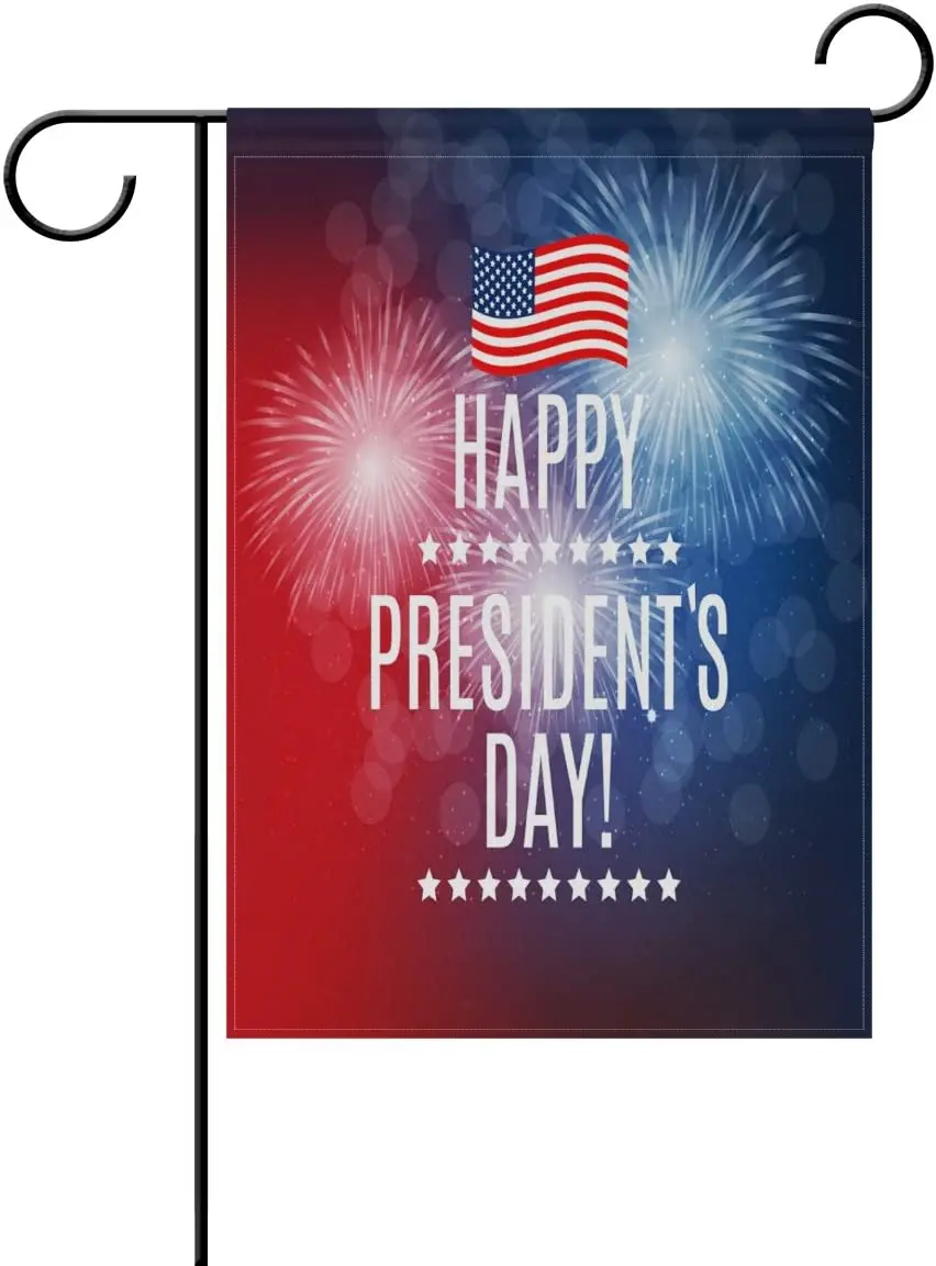 

Presidents Day in USA Polyester Garden Flag House Banner, Two Sided Welcome Yard Decoration Flag for Wedding Party Home Decor Ba