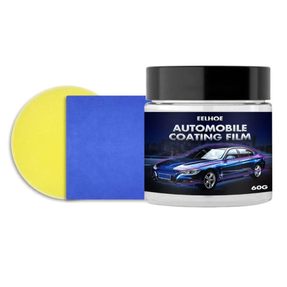 

60g Car Crystal Wax Plating Set Hard Glossy Wax Layer Covering Paint Coating Formula Waterproof Film Car Polish Sponge