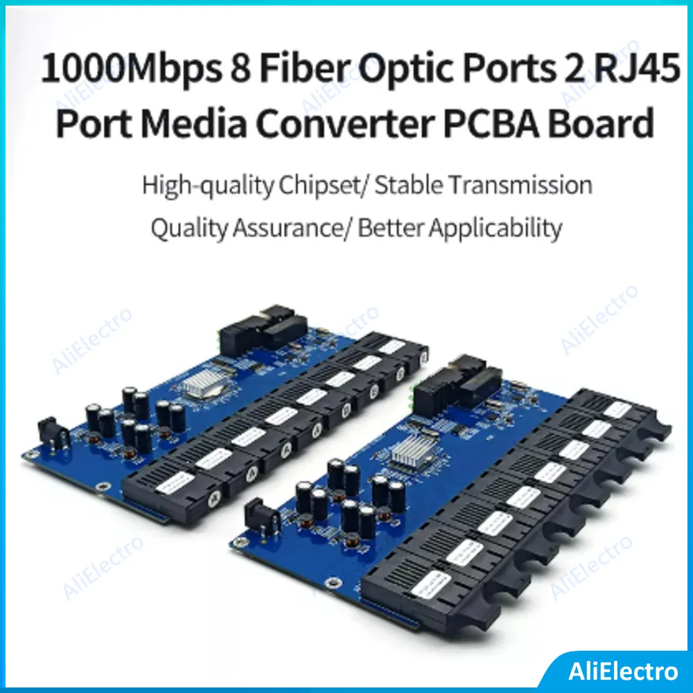 

Fiber Switch Media Converter Gigabit Ethernet 8 Fiber Port 2 RJ45 Fiber Port Optical Transceiver 20KM SC Single Mode 100/1000M