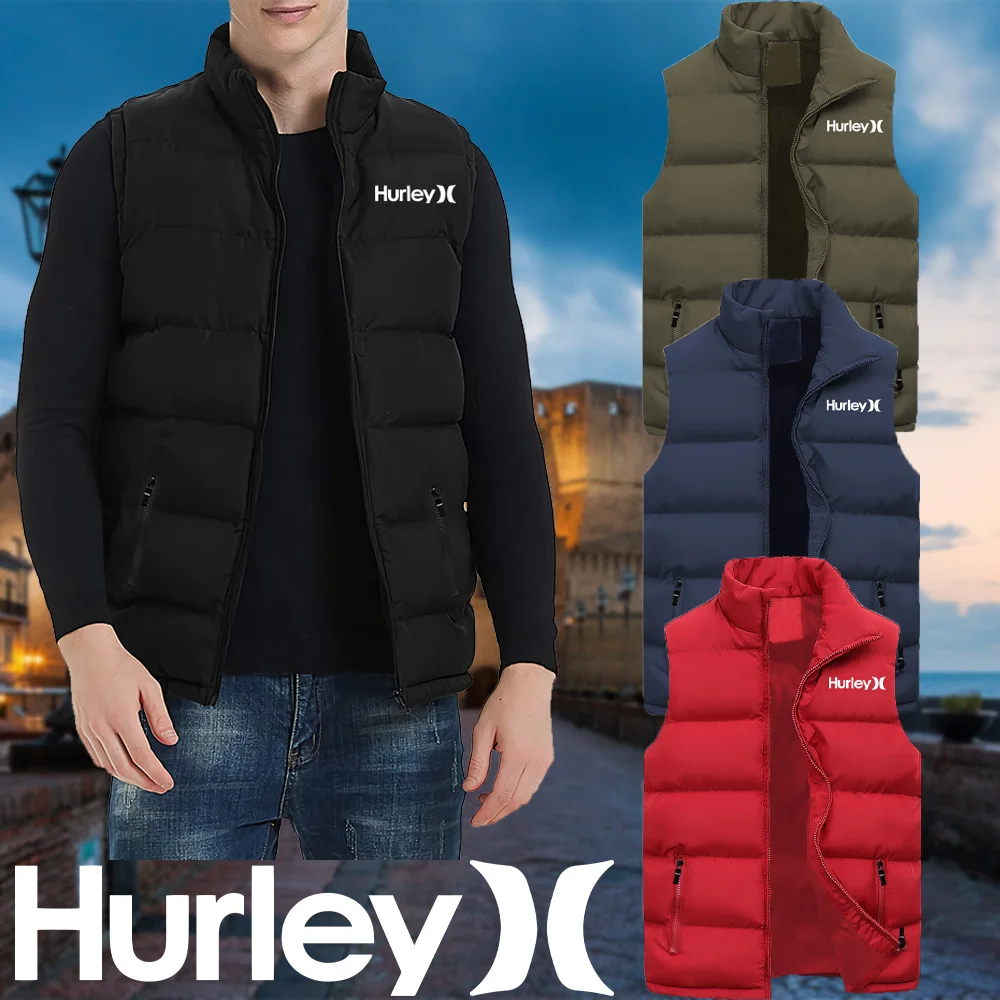 

Жилет мужской с хлопковой подкладкой, теплая безрукавка с принтом HUR, однотонная куртка на молнии, повседневная верхняя одежда, осень-зима