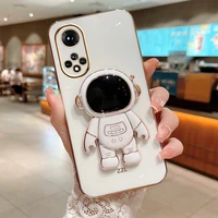 astronaut desk stand bracket plating phone case for huawei p20 p30 p40 p50 lite mate 40 30 10 pro nova 9 8 protect cover