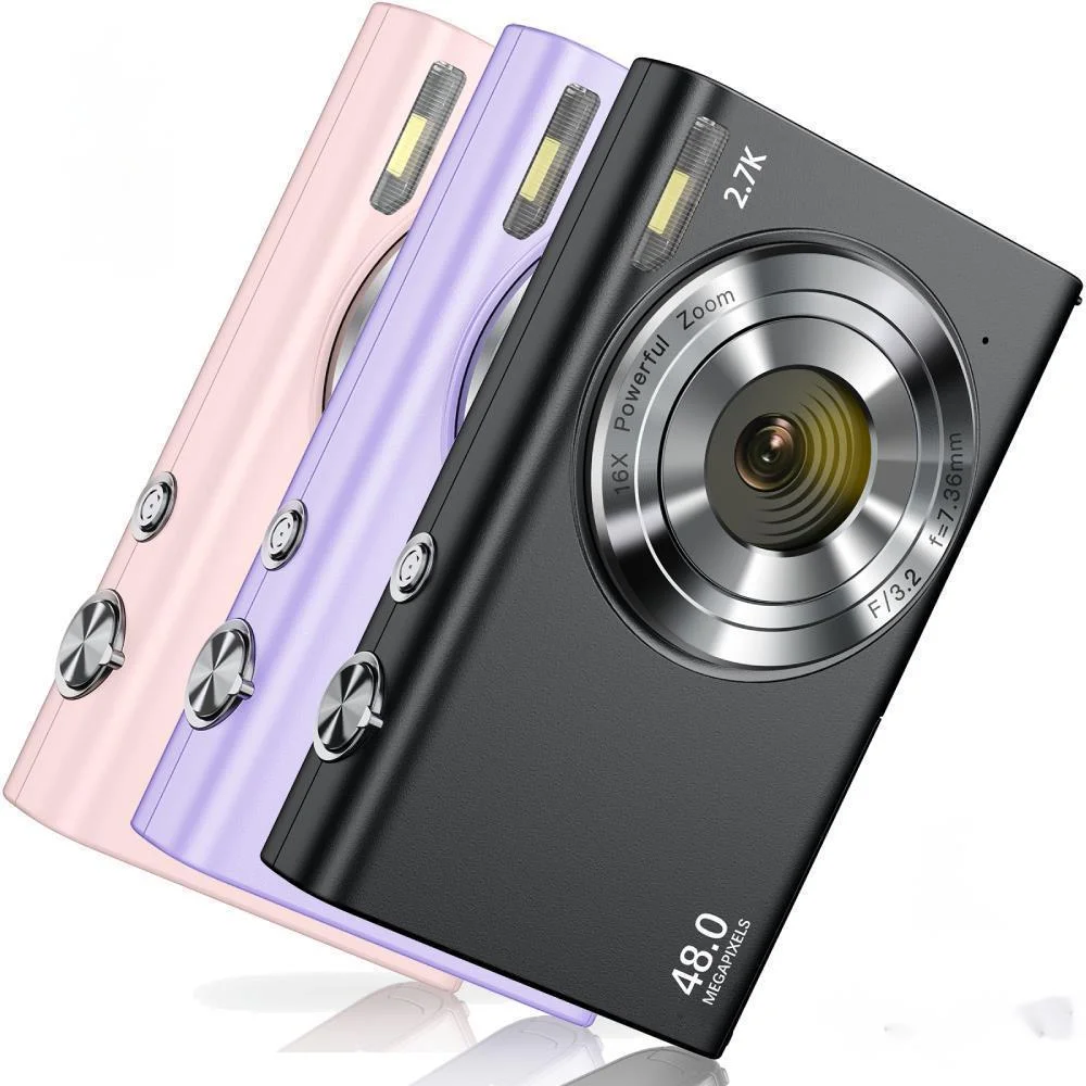

Digital Camera 2.7K 48MP Autofocus Kids Camera with 32 GB Card 16X Zoom Compact Portable Mini Cameras for Kids Teens Girls Boys