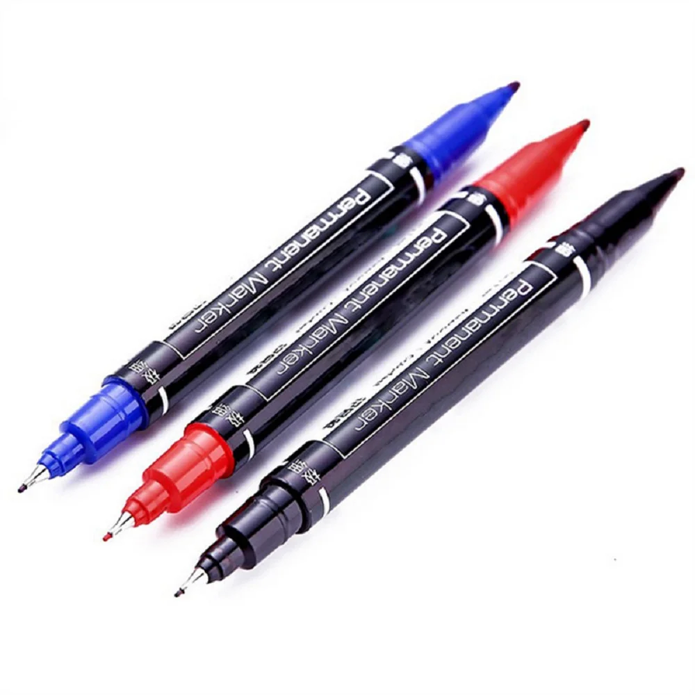 

High quality Waterproof Permanent Dual Tip 0.5/1.0 mm Nib Black Blue Red Art Marker Pen for Student School Office Stationery