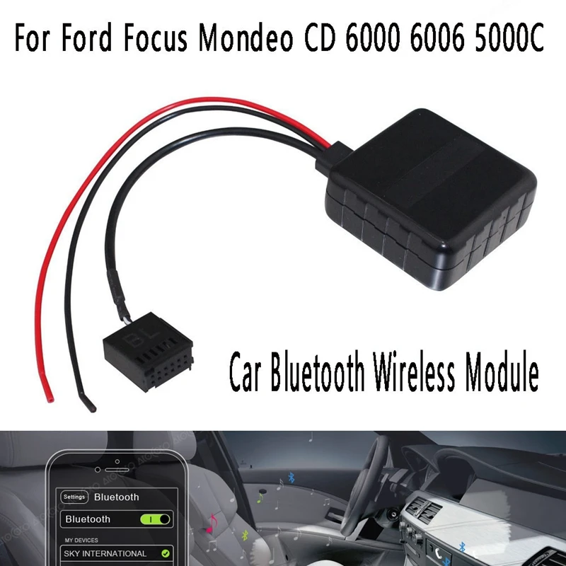 

Car Bluetooth Wireless Module Radio Aux Cable Adapter With Filter Audio Input For Ford Focus Mondeo CD 6000 6006 5000C