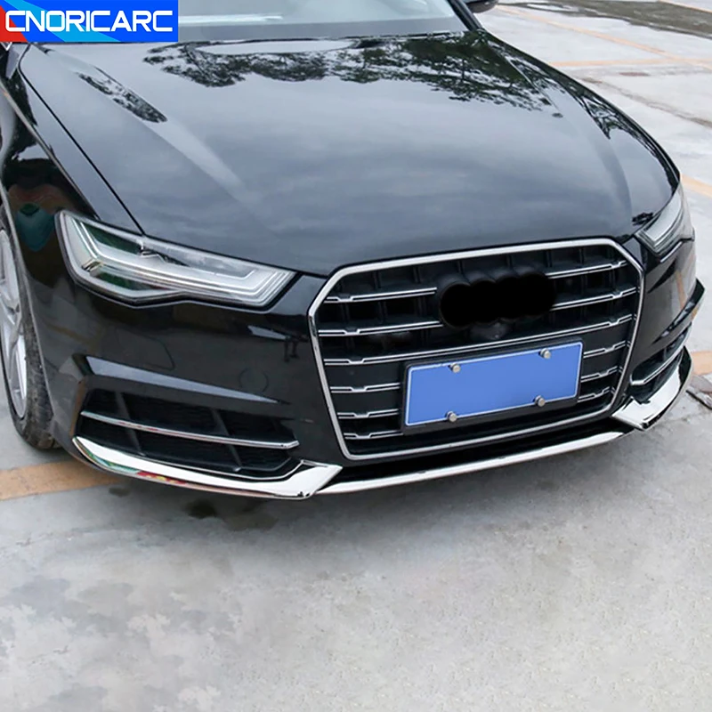 Фото Декоративные накладки на передний бампер из нержавеющей стали для Audi A6 C7 2017-2018, аксессуары для стайлинга автомобиля, наклейки для экстерьера №1