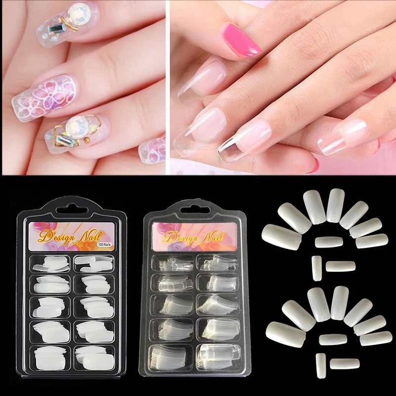 

100-500Pcs False Nail Tips Fake Nail Acrylic Nail Extension Full Half French Tips UV Gel Manicure Fake Nail Manicure Tools