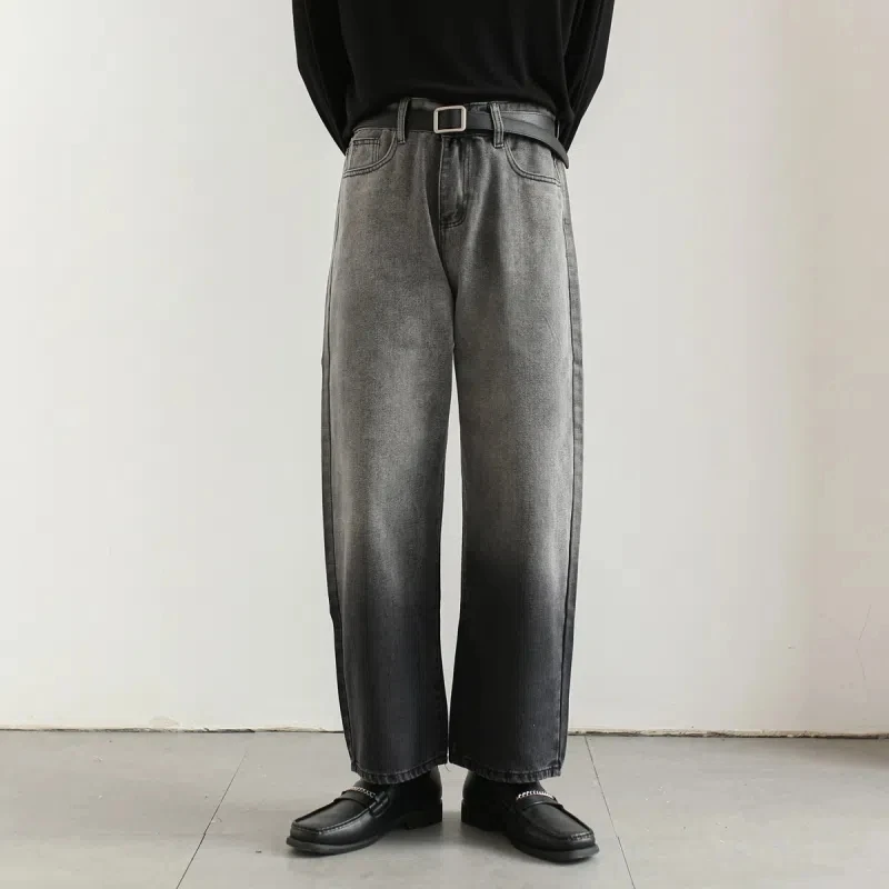 Wide Leg Jeans Men Spring Autumn Vintage Washed High Street Hip Hop Loose Casual Fashion Streetwear All-Match Retro Harajuku