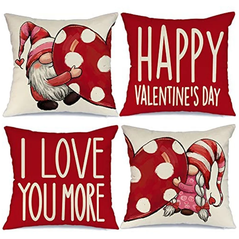 

PHFU-Valentine's Day Pillow Case Valentine's Day Decoration Suitable For Family Red Polka Dot Love Dwarf Pillow