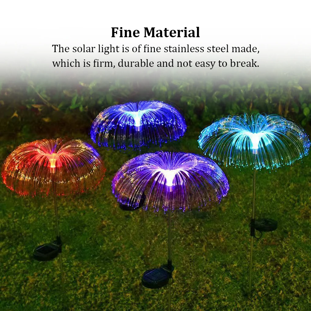 

Stainless Steel Solar-powered Garden Light Portable Ground Landscaping Replacement Home Park Patio Jellyfish Lamp White