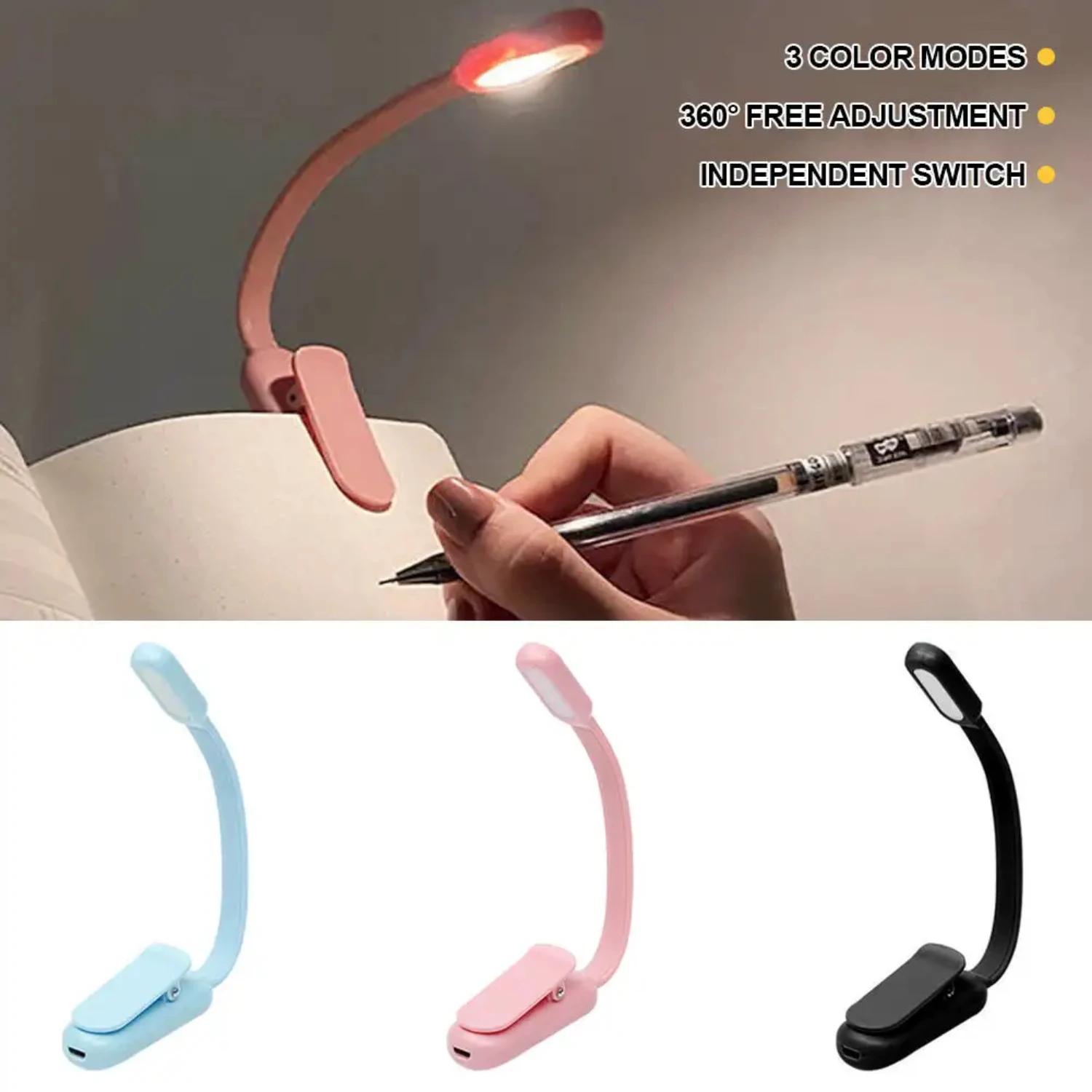 USB мини-светодиодный ночник для книги 3-цветная регулируемая яркость клипса лампа