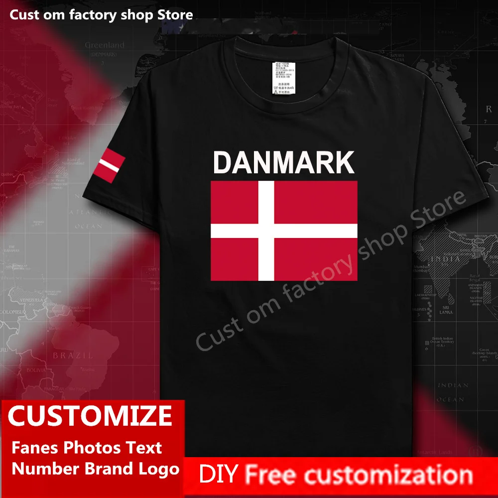 

Denmark Danish T shirt Custom Jersey Fans DIY Name Number Brand LOGO Tshirt High Street Fashion Hip Hop Loose Casual T-shirt DK