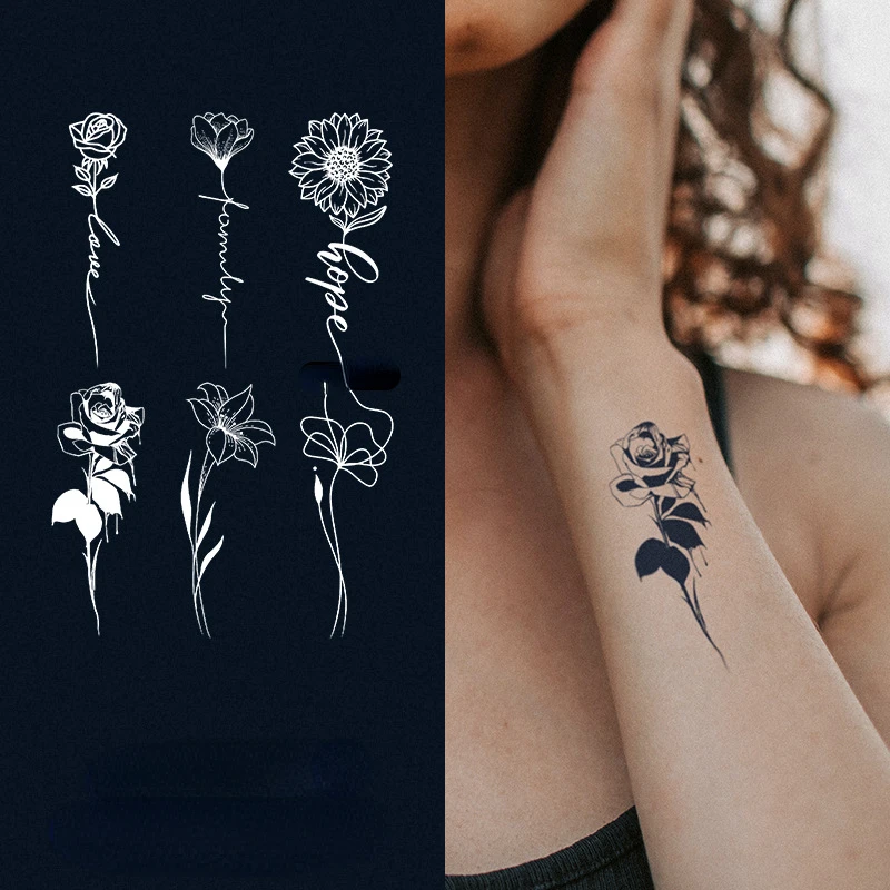 Временная тату-наклейка женские сексуальные цветы боди-арт наклейки на руку