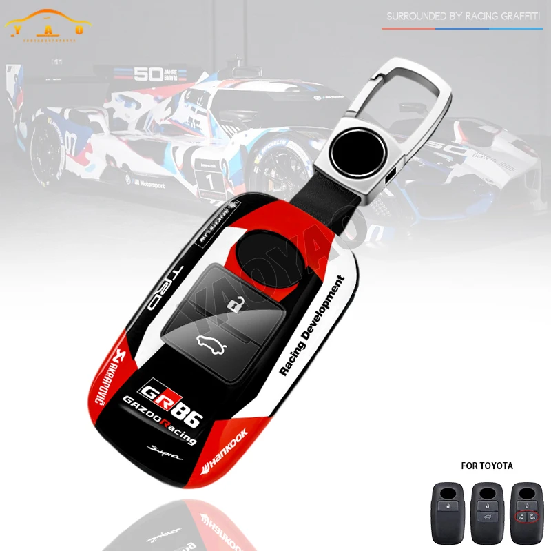 

TPU ABS Racing Style Car Key Fob Keychain Accessories For Toyota Raize Rubber Smart Remote Key Bag Case Cover Protector Shell