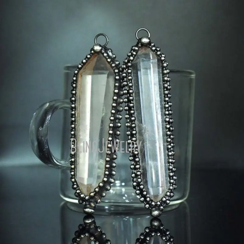 Большой прозрачный кварцевый двойной кристаллический подвесной талисман PM44410