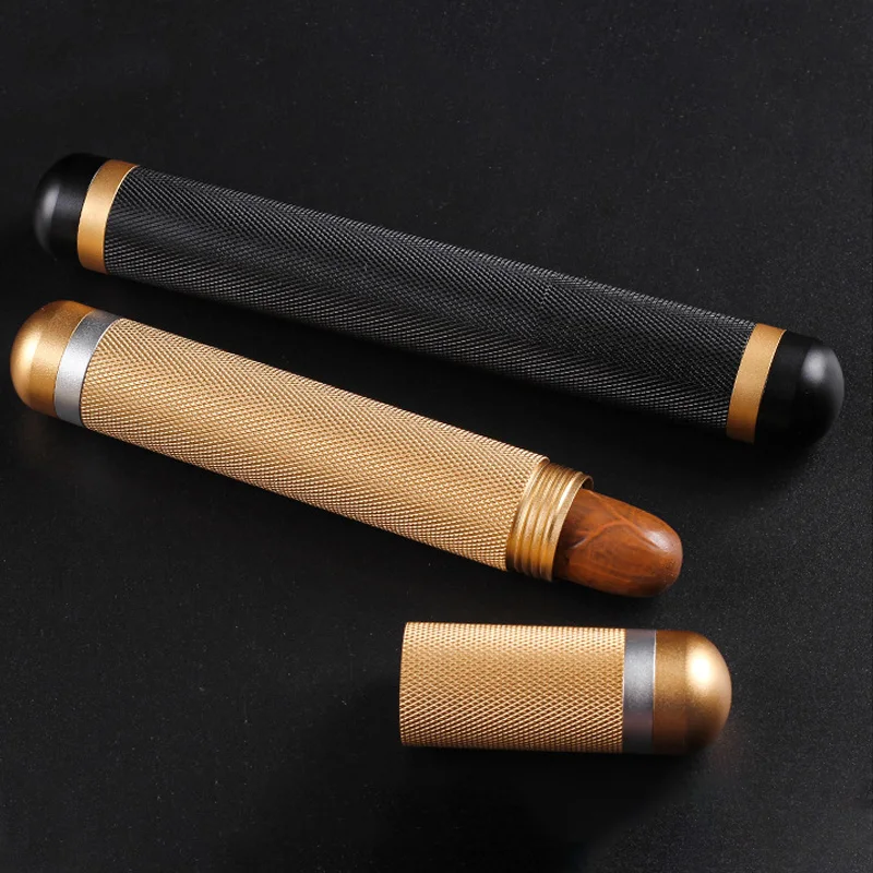 

1 PC Portable Aluminum Alloy Cigar Tube Exquisite Cigar Case Accessories Single Pipe Smoking Set Cuban Cigar Cover Storage Tube