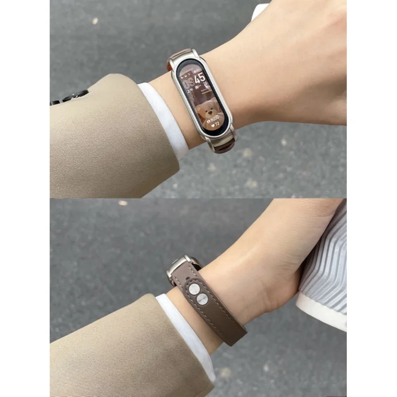 

Leather Strap for Xiaomi Mi Band 8 Metal Buckle Adjustable Bracelet Correa MiBand 8NFC Strap Quick Release Wristband Accessories