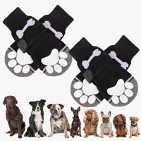 4pcs cotton dog socks warm dog grip socks adjustable pet paw protection socks non slip dog paw covers for small medium large dog