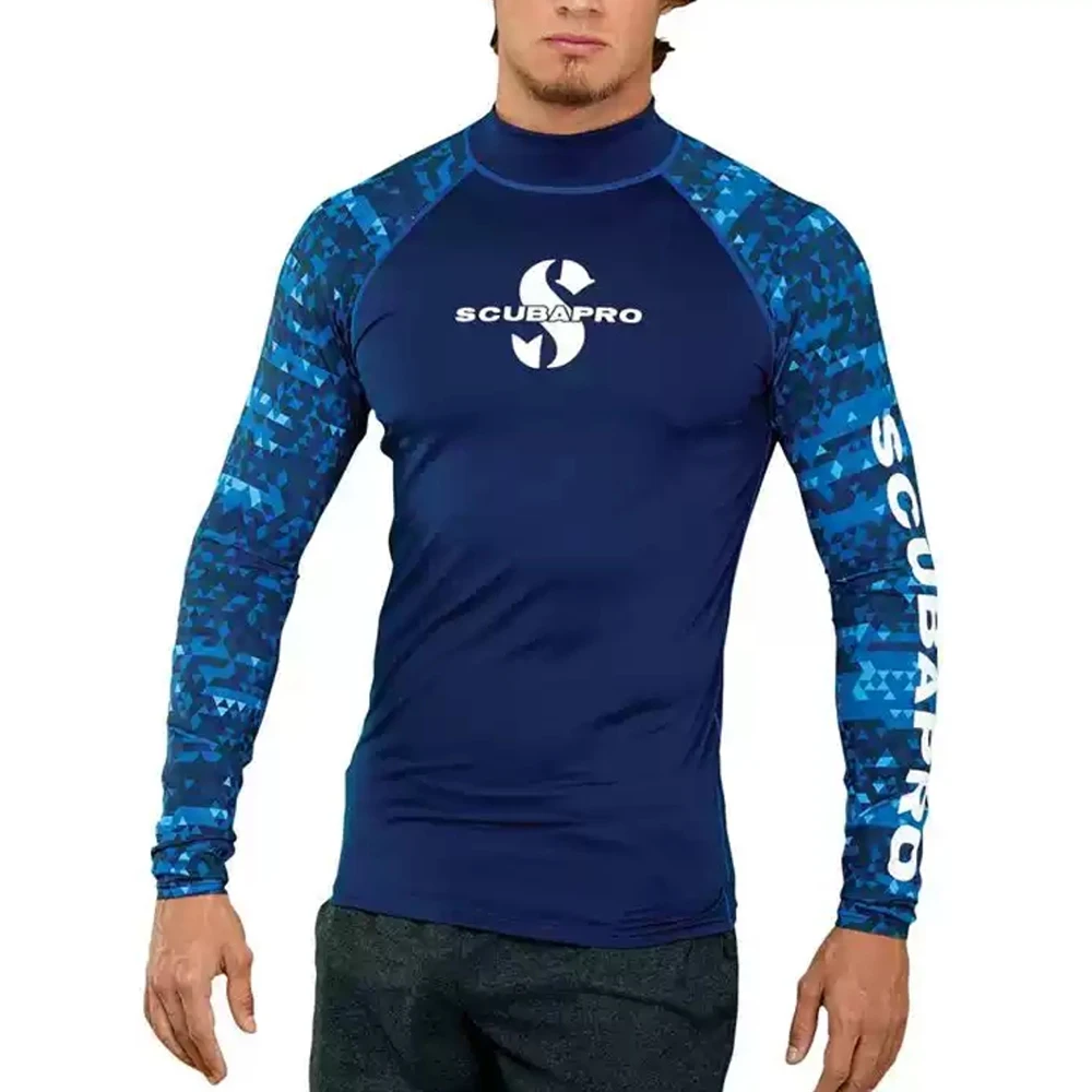 2023 Men's Long Sleeve Rashguard UV Protection Swimwear Surfing Diving Sports Shirt Swimming Breathable Quick Dry Tights Clothes