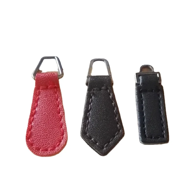 

100pcs/Lot Reversible PU Leather Zipper Pull Slider for Tag Lock Handle Decoration Sewing Accessories