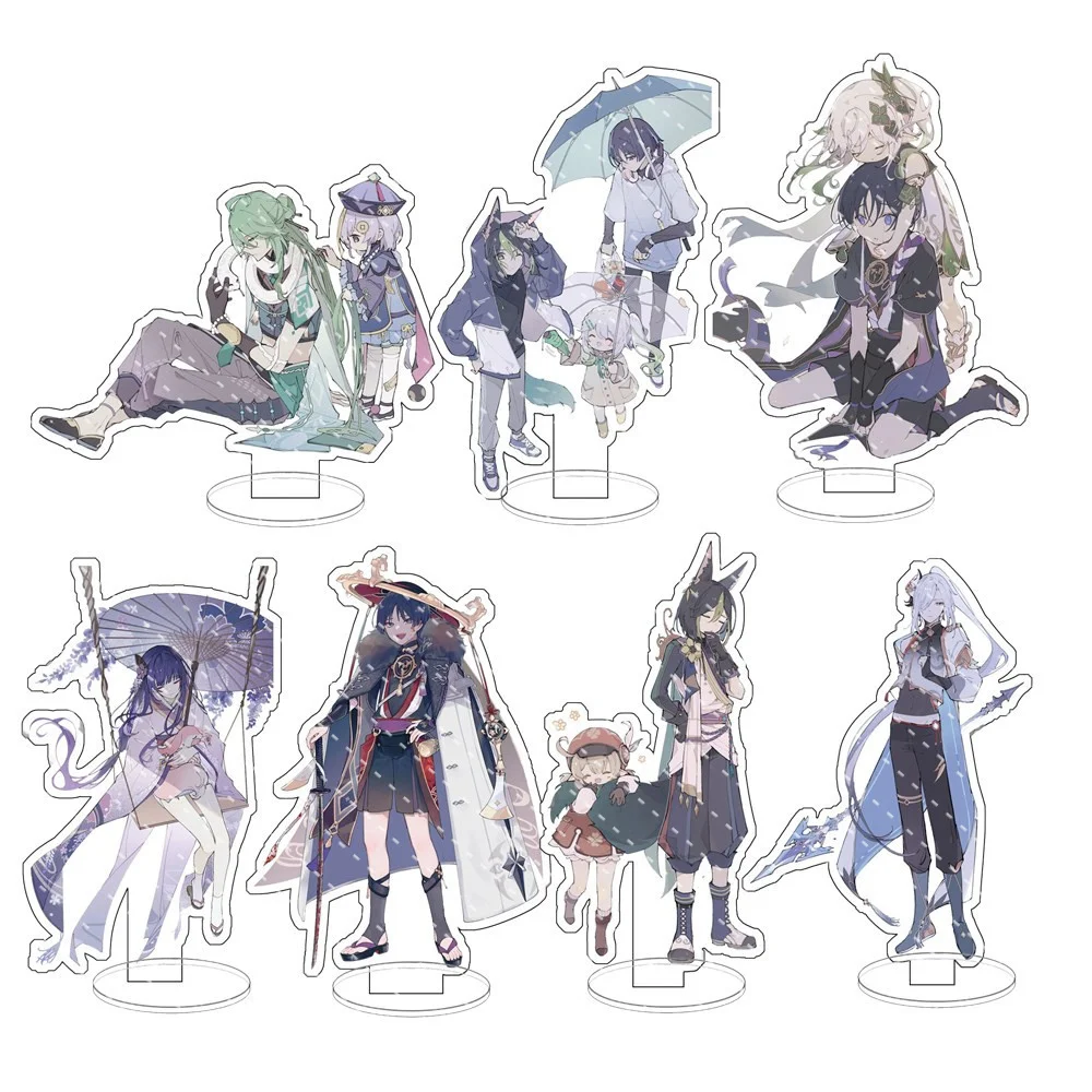 

Hot Anime Genshin Impact Raiden Shogun Cosplay Acrylic Action Figure Scaramouche Nahida Stand Model Funny Desk Decor Fans Gift