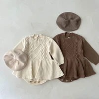 knitted baby clothes newborn autumn winter baby girl romper clothes cotton ruffled long sleeve infant toddler romper jumpsuit
