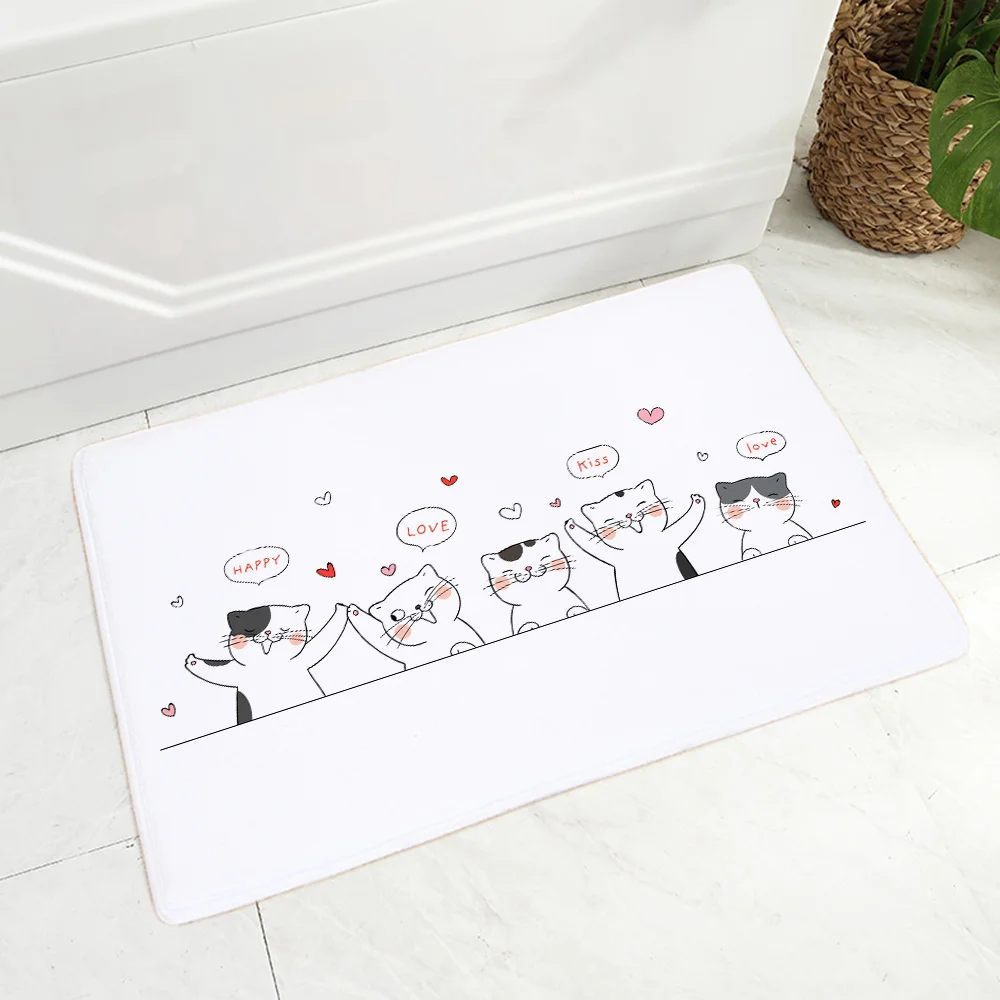

Коврик для ванной, ковер для входа в ванную комнату, противоскользящий современный замшевый ковер, женские тапочки, милый мультяшный котено...