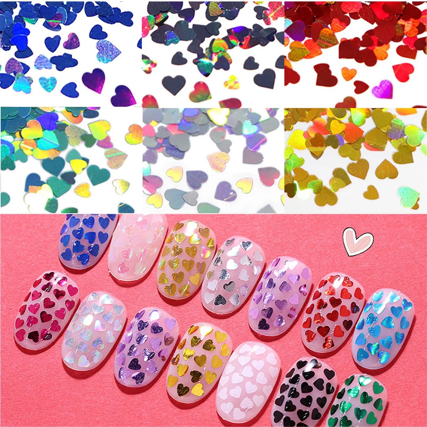 

New Nail Supplies Love Heart Valentine's Day Stickers Nail Art Sequins Decals Nail Decoration