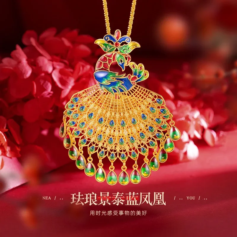 Кулон Феникс в этническом стиле 24 к из настоящего золота 9999 пробы цепочка для