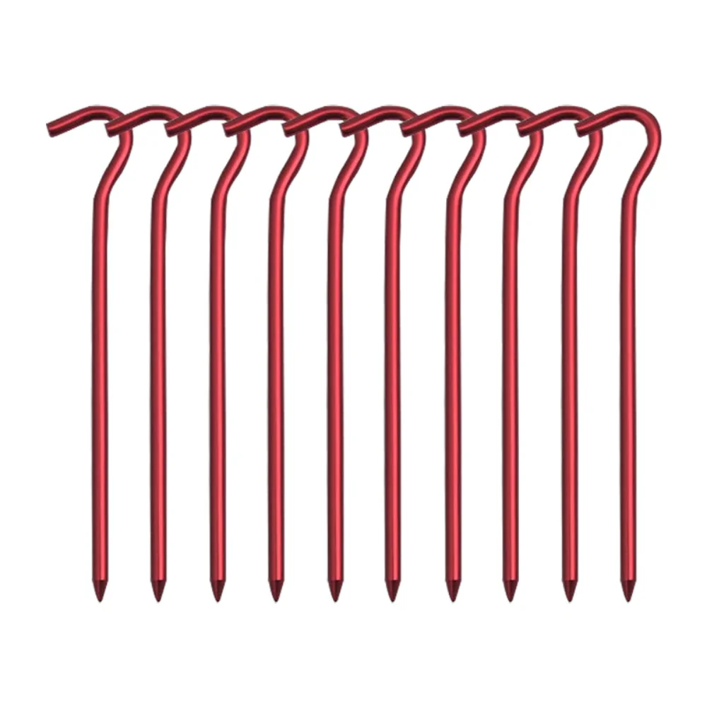 

10PCS/Set 18cm Aluminum Alloy Tent Spikes With Hook Garden Stakes Ground Spikes For Hammock Camping Wind Rope Awning Canopy