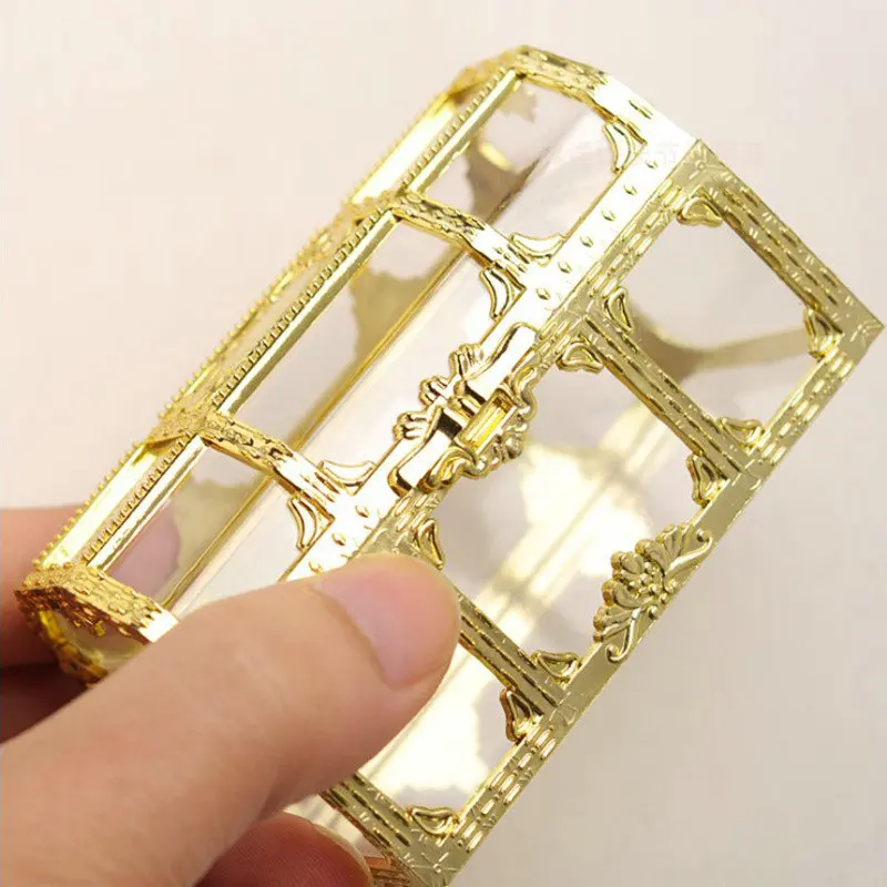 Es Pirate Gold Coin Case Women Ring Earrings Storage Transparent Display Box Storage Organizer
