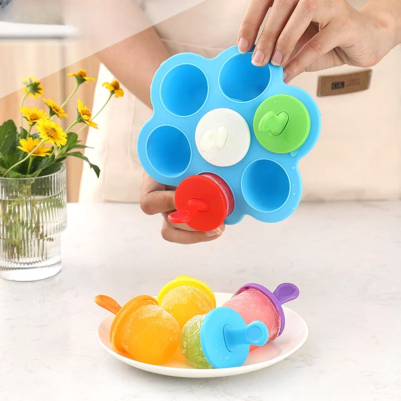 

Seven Hole Silicone Popsicle Mold DIY Homemade Ice Cream Mold Popsicle Molded Ice ice cube tray ice cream scoop ice cube mold