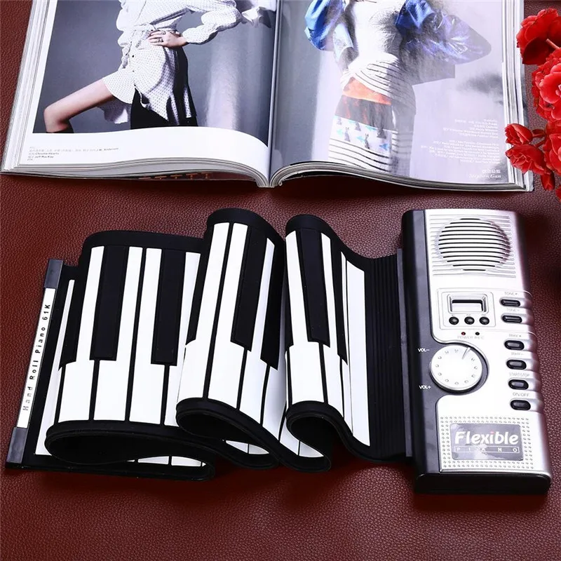 Портативная рулонная клавиатура 61 клавиша гибкая силиконовая Мягкая цифровая MIDI