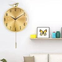 poniger metal wall clock luxury bird modern design swingable watch wall horloge home interiors decoration free shipping 17013a