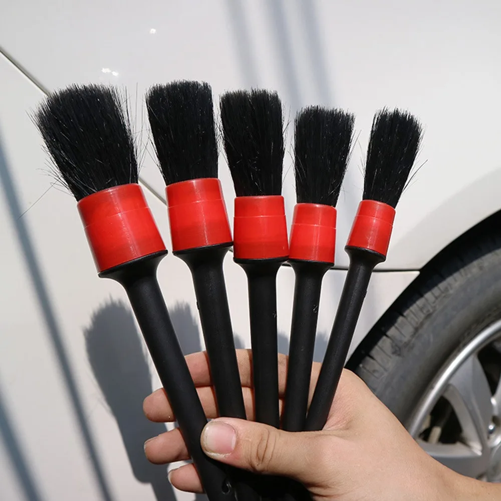 

1/5pcs Car Exterior Interior Detailing Brush Boar Hair Bristles Brush For Car Dashboard Cleaning Accessories Auto Detail Tools