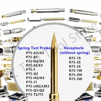 spring test probe p75 r75 series pogo pin dia 1 02mm nickel plated head needle head 1 3mm1 5mm socket receptacle brass tube