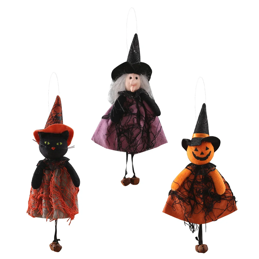 

3pcs Doll Decors Witch Design Dolls Presents Party Scene Props for Children Present Decoration