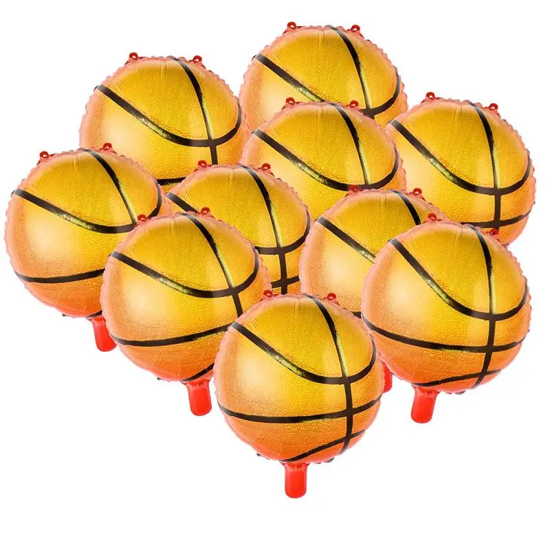 

BESTOYARD 10PCS 18inch Basketball Balloons Aluminum Foil Balloon Party Supplies for Birthday World Game Sports Party Decoration