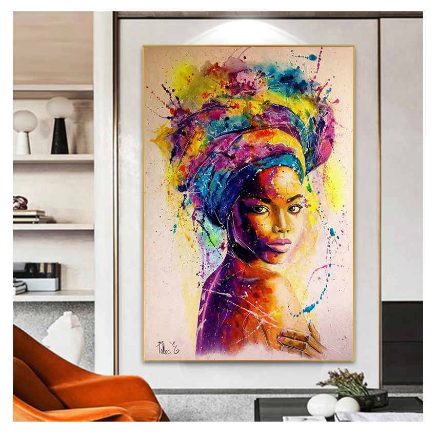 

African Black Woman Graffiti Art Posters And Prints Abstract African Girl Canvas Paintings On The Wall Art Pictures Wall Decor