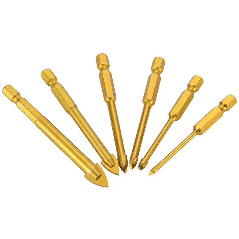 

New-6Pcs Glass Drill Bits Set Tile Ceramic Drilling Set 3/4/5/6/8/10Mm With 1/4Inch Hex Shank For Porcelain Marble Mirror