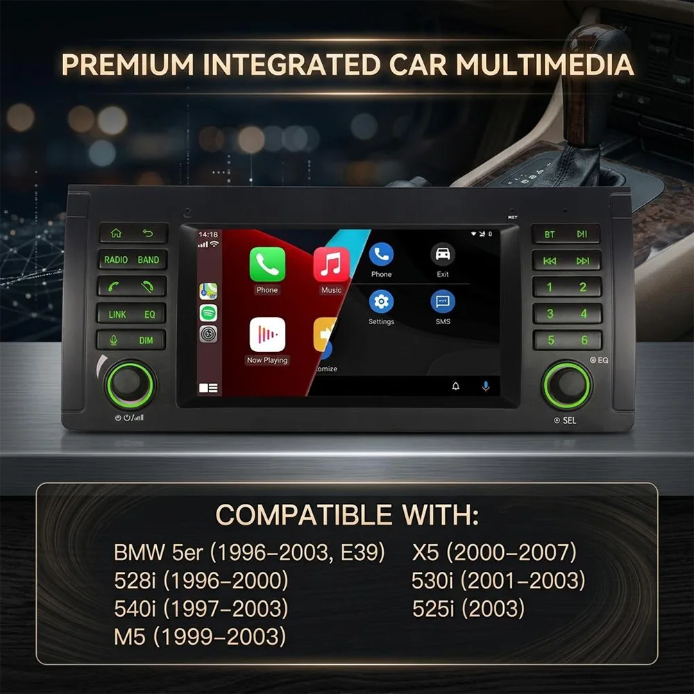Фото Автомагнитола на Linux для BMW E39 5 Series X5 M5 1996-2007 с беспроводным CarPlay, Android Auto, DSP, сохранение функций OEM iDrive, Plug and Play №4