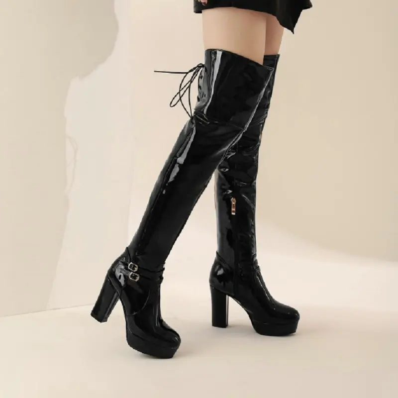 Пикантные Клубные свадебные ботинки QPLYXCO из лакированной искусственной кожи на