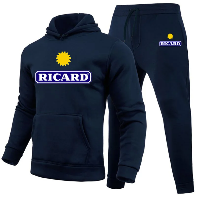 Ricard New Winter Men's Clothing Men Sets Printing Hoodie Set Fleece Sweatshirt Casual Sport Sweatpants Mens Tracksuits 2022